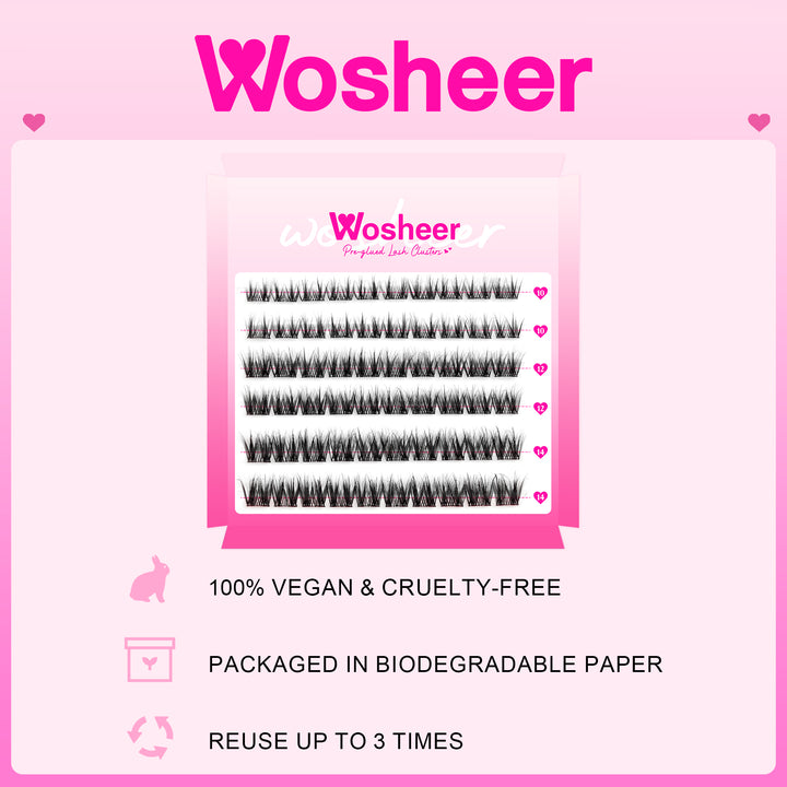 Pre-glued Lash Clusters - WOSHEER